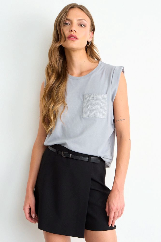 POLERA LISA GRIS MUJER ASH - 1