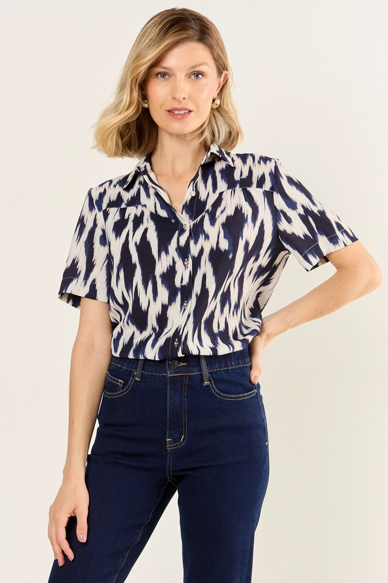 BLUSA CAMISERA ESTAMPADA CRUDO MUJER MAGRIFFE - 1
