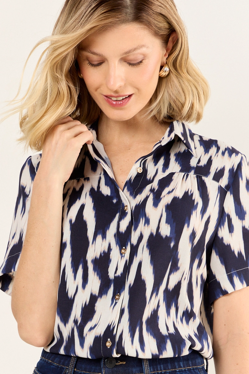 BLUSA CAMISERA ESTAMPADA CRUDO MUJER MAGRIFFE - 2