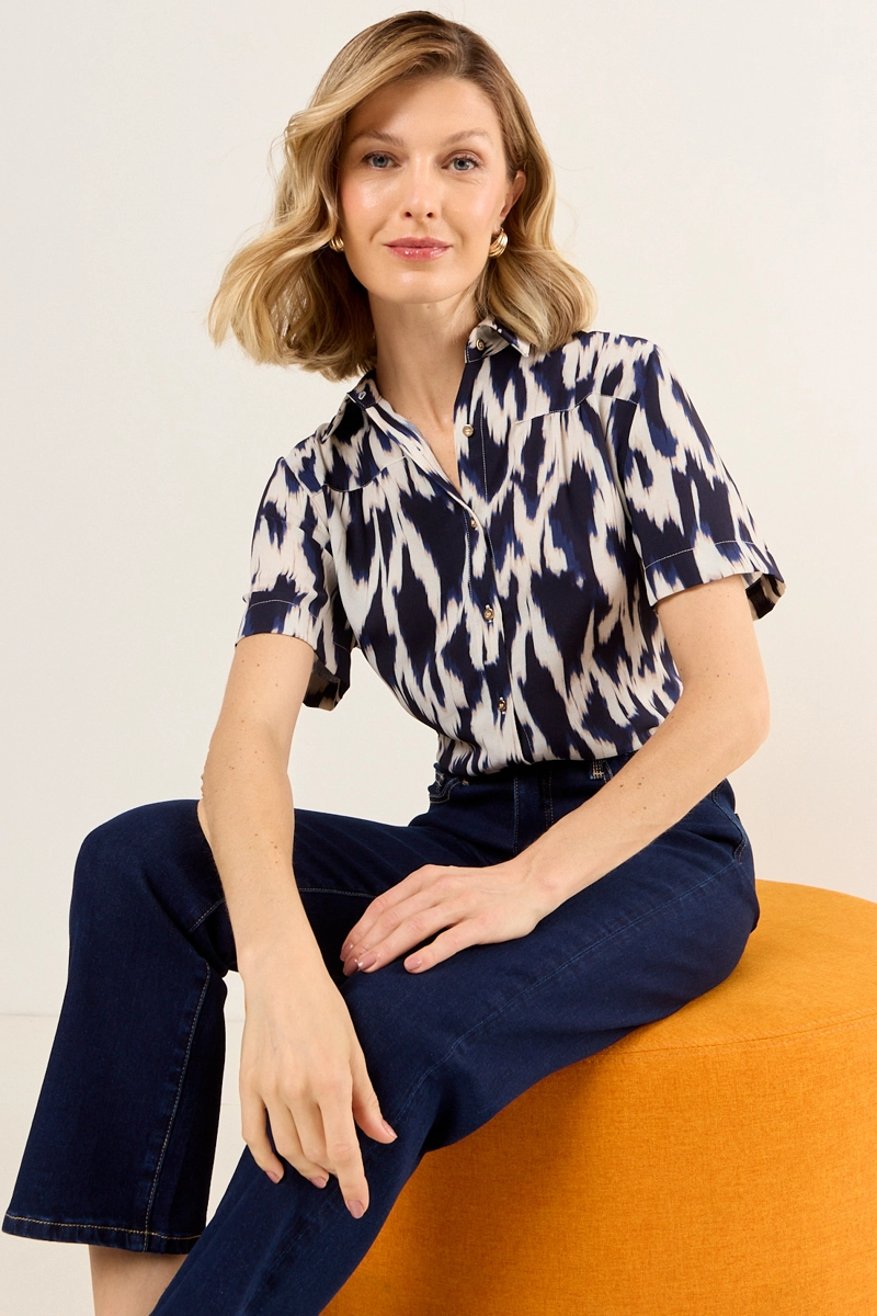 BLUSA CAMISERA ESTAMPADA CRUDO MUJER MAGRIFFE - 4