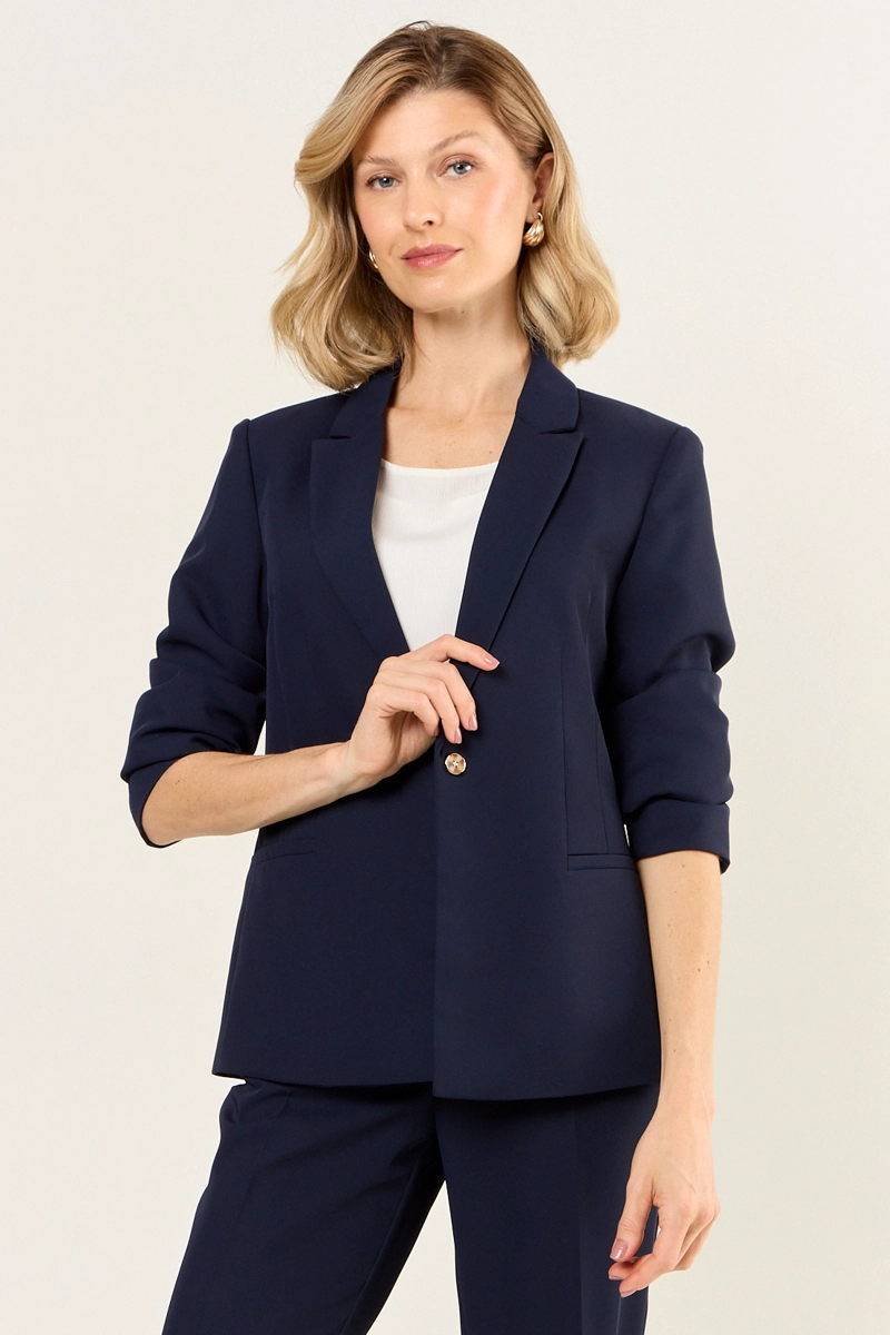 BLAZER ABOTONADO CON SOLAPA AZUL MUJER MAGRIFFE - 1