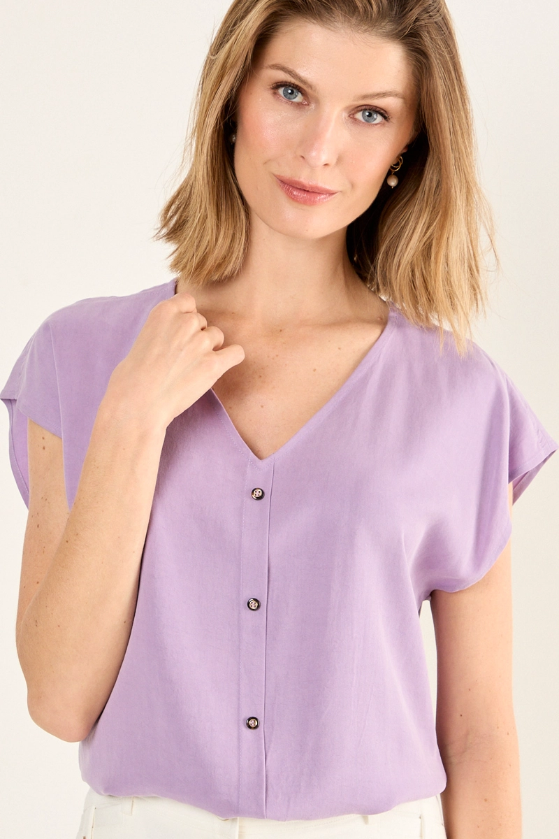BLUSA ESCOTE EN V MORADO MUJER MAGRIFFE - 2