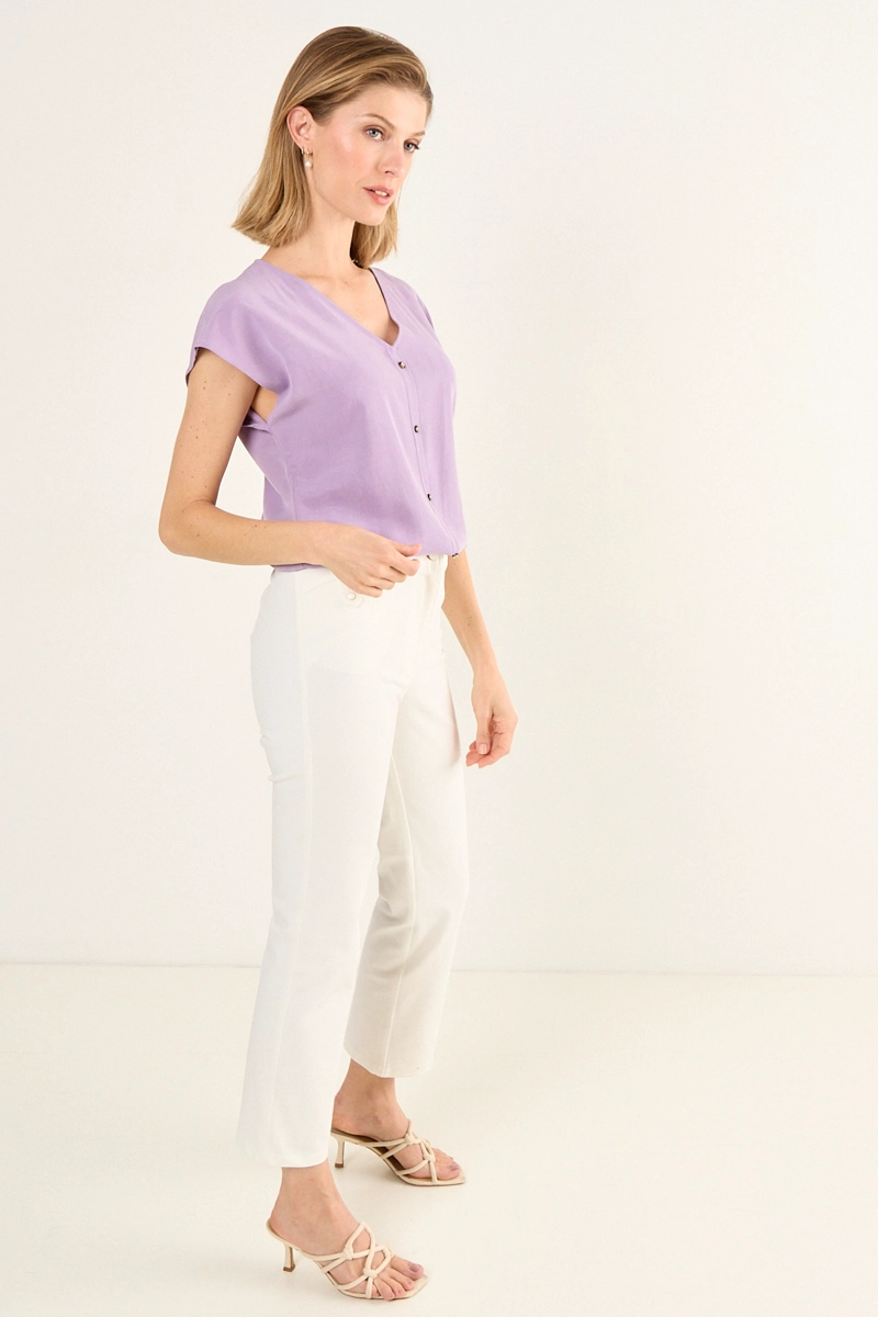 BLUSA ESCOTE EN V MORADO MUJER MAGRIFFE - 4