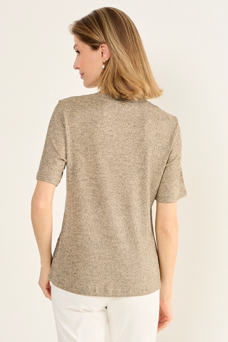POLERA ACANALADA ARGOLLA BEIGE MUJER MAGRIFFE - 3