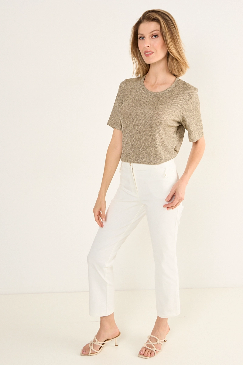 POLERA ACANALADA ARGOLLA BEIGE MUJER MAGRIFFE - 4