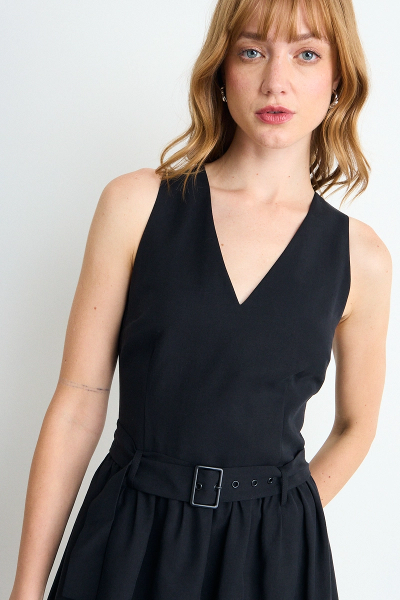 VESTIDO LISO NEGRO MUJER IO - 3