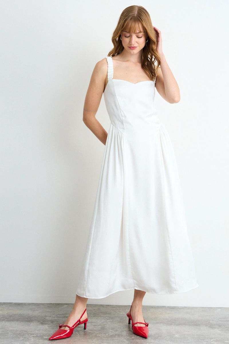 VESTIDO LISO LARGO CRUDO MUJER IO - 1