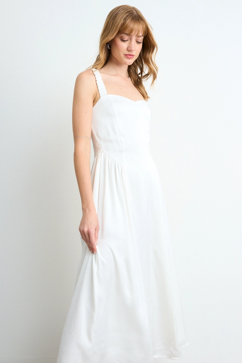 VESTIDO LISO LARGO CRUDO MUJER IO - 3