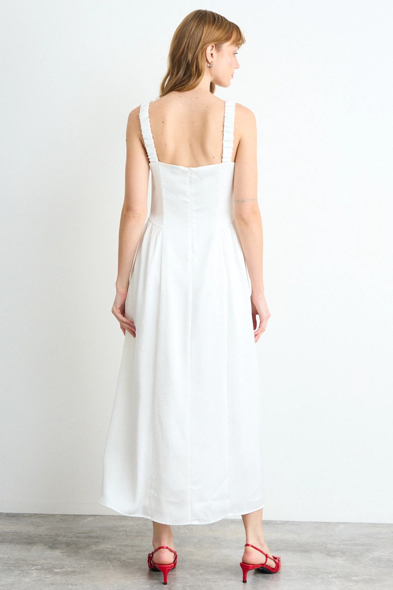VESTIDO LISO LARGO CRUDO MUJER IO - 4