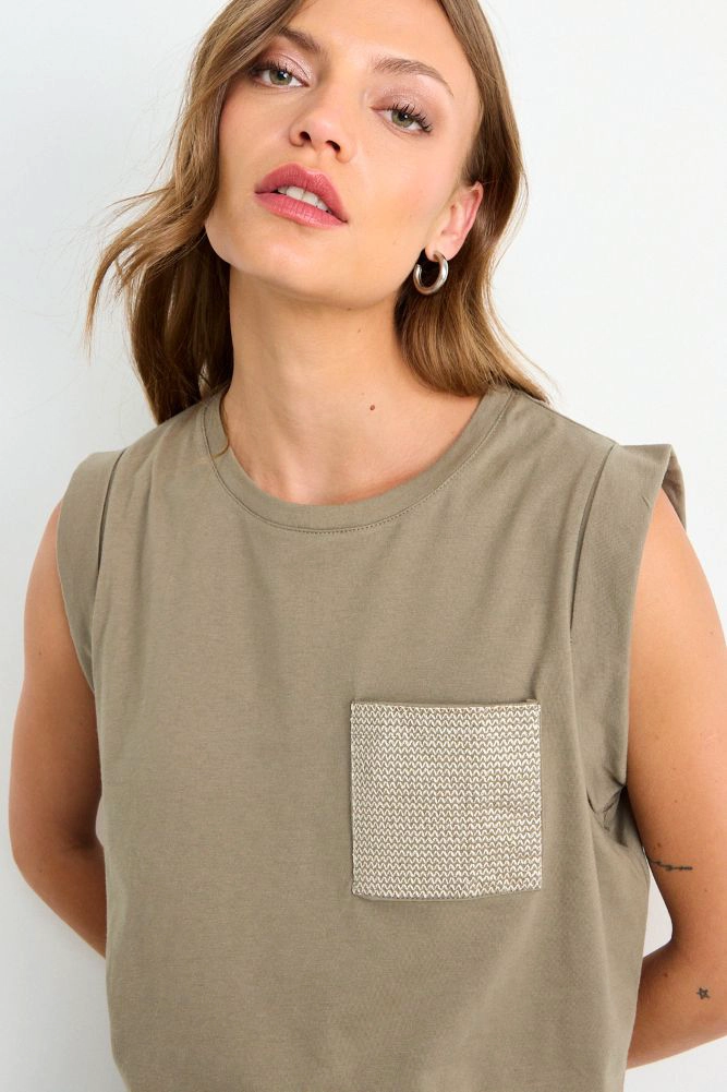 POLERA LISA VERDE OLIVA MUJER ASH - 2