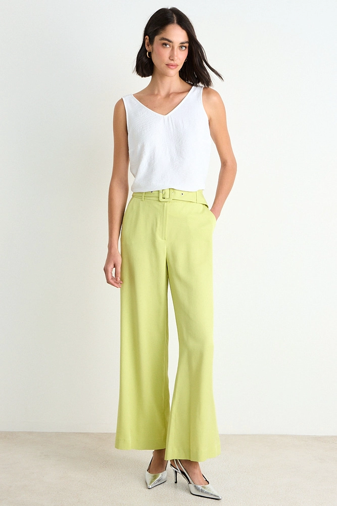 PANTALON LISO PALAZZO AMARILLO MUJER ASH - 1