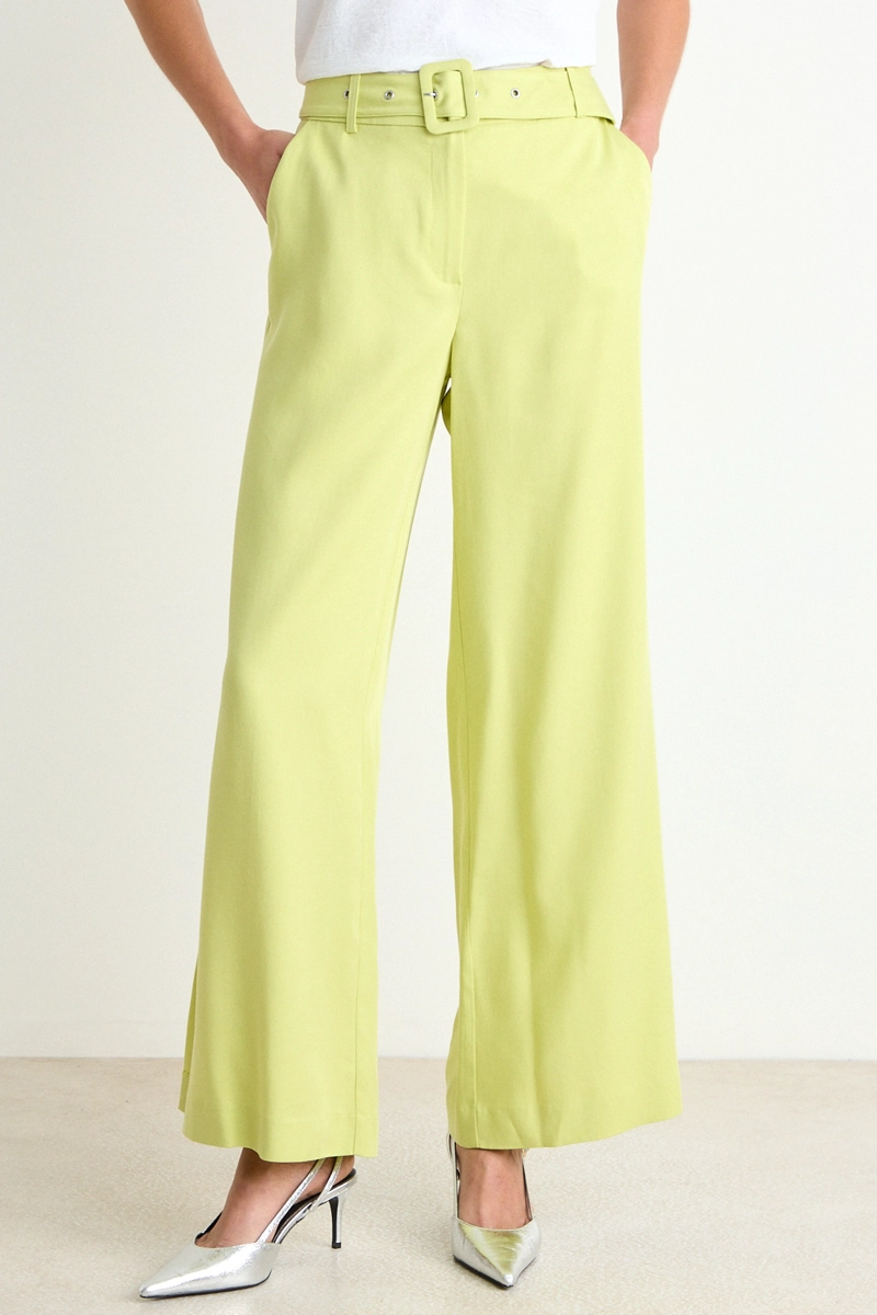 PANTALON LISO PALAZZO AMARILLO MUJER ASH - 2