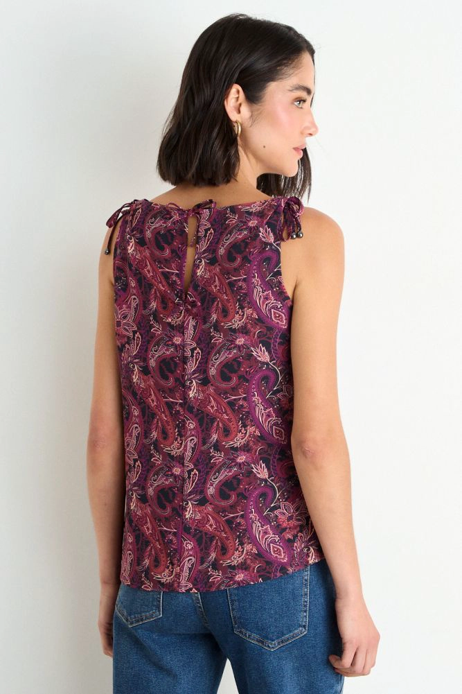 BLUSA FANTASIA SIN MANGAS BURDEOS MUJER ASH - 3