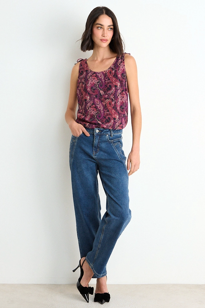 BLUSA FANTASIA SIN MANGAS BURDEOS MUJER ASH - 4