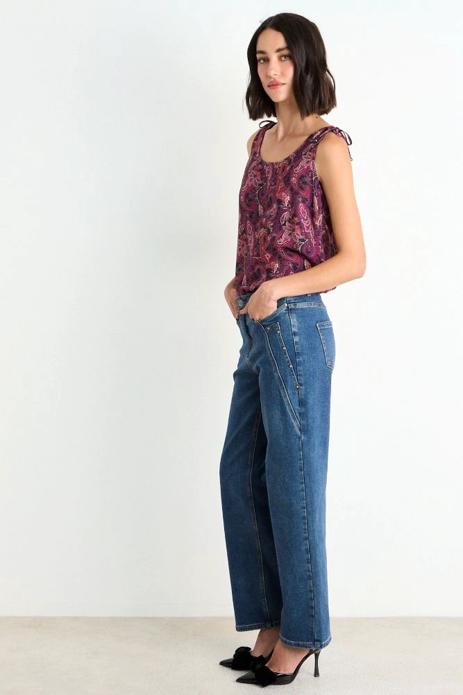 BLUSA FANTASIA SIN MANGAS BURDEOS MUJER ASH - 5