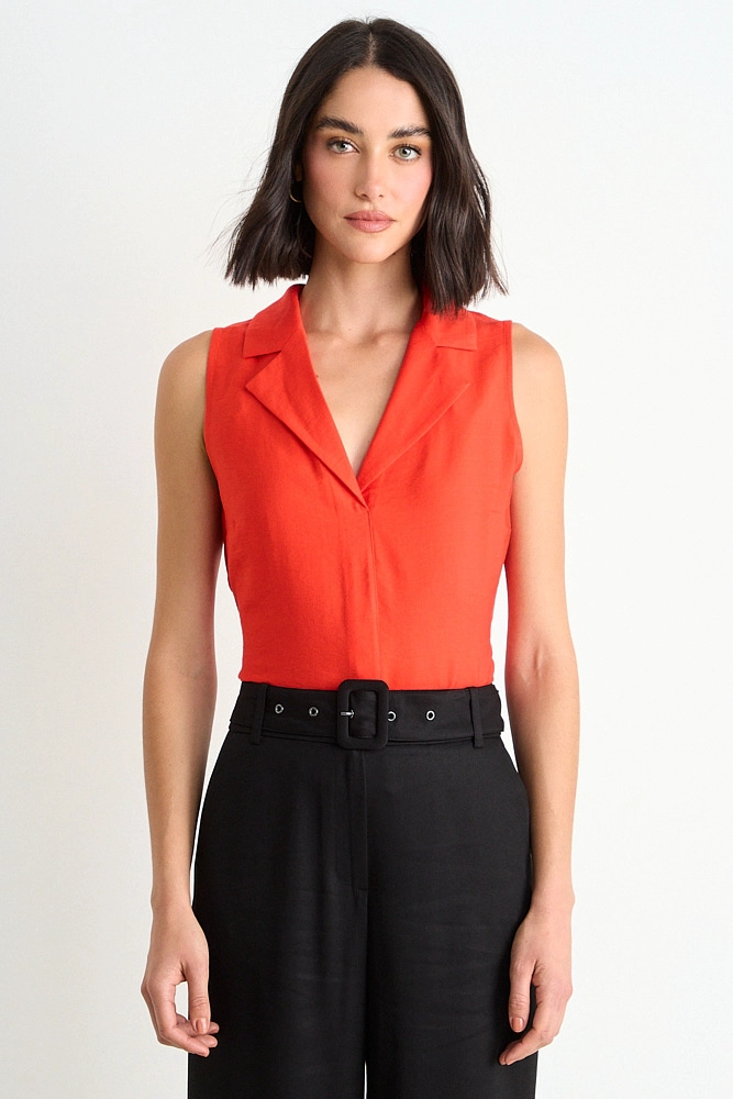 BLUSA LISA SIN MANGAS ROJO MUJER ASH - 1