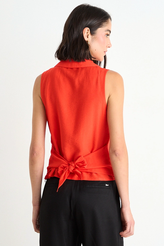 BLUSA LISA SIN MANGAS ROJO MUJER ASH - 3