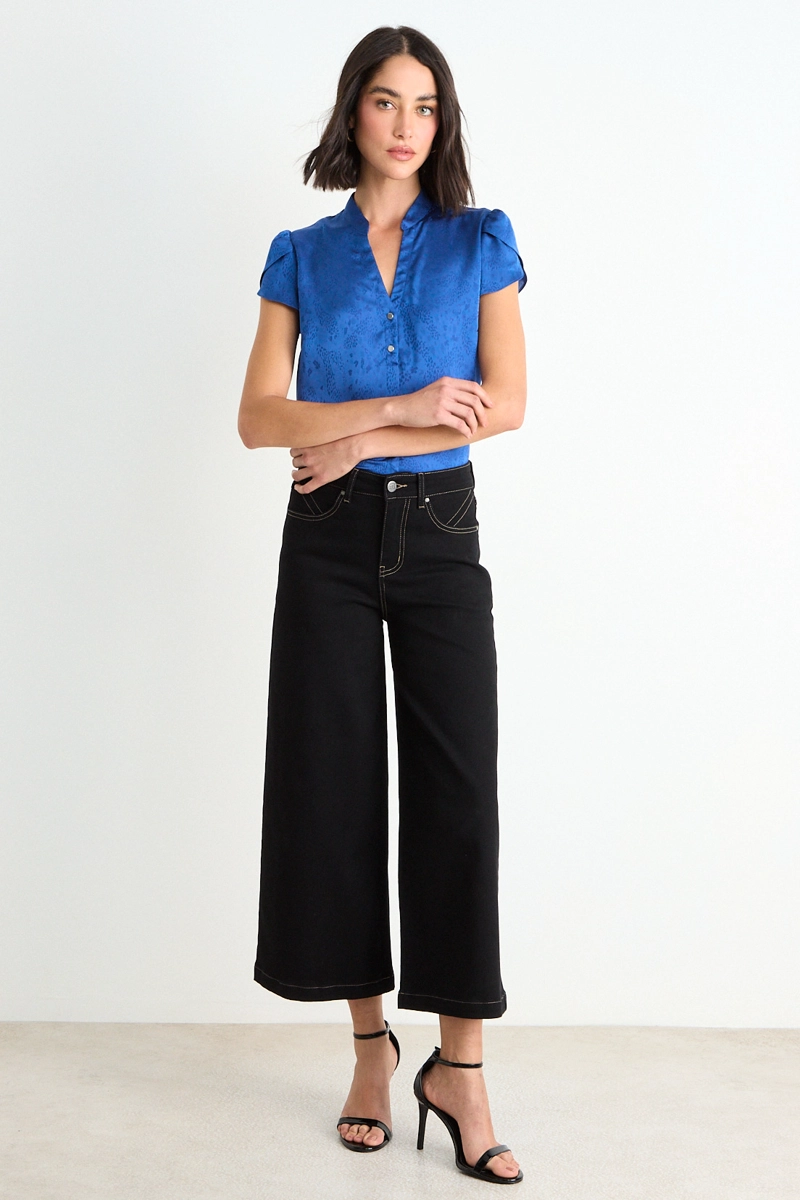 BLUSA LISA CON MANGAS TULIPAN AZUL MUJER ASH - 4