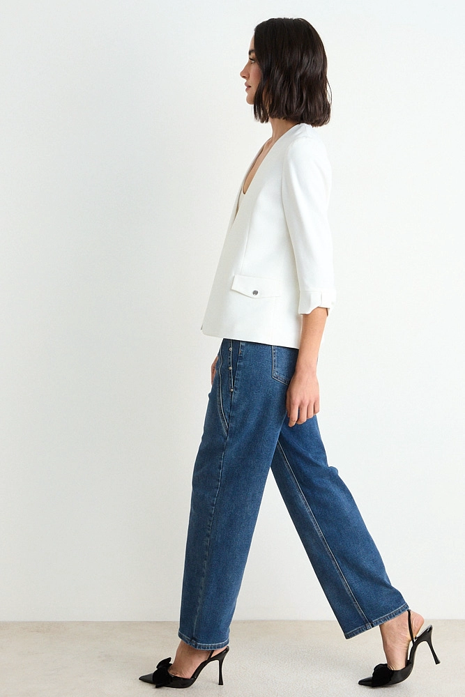 BLAZER LISO CRUDO MUJER ASH - 5