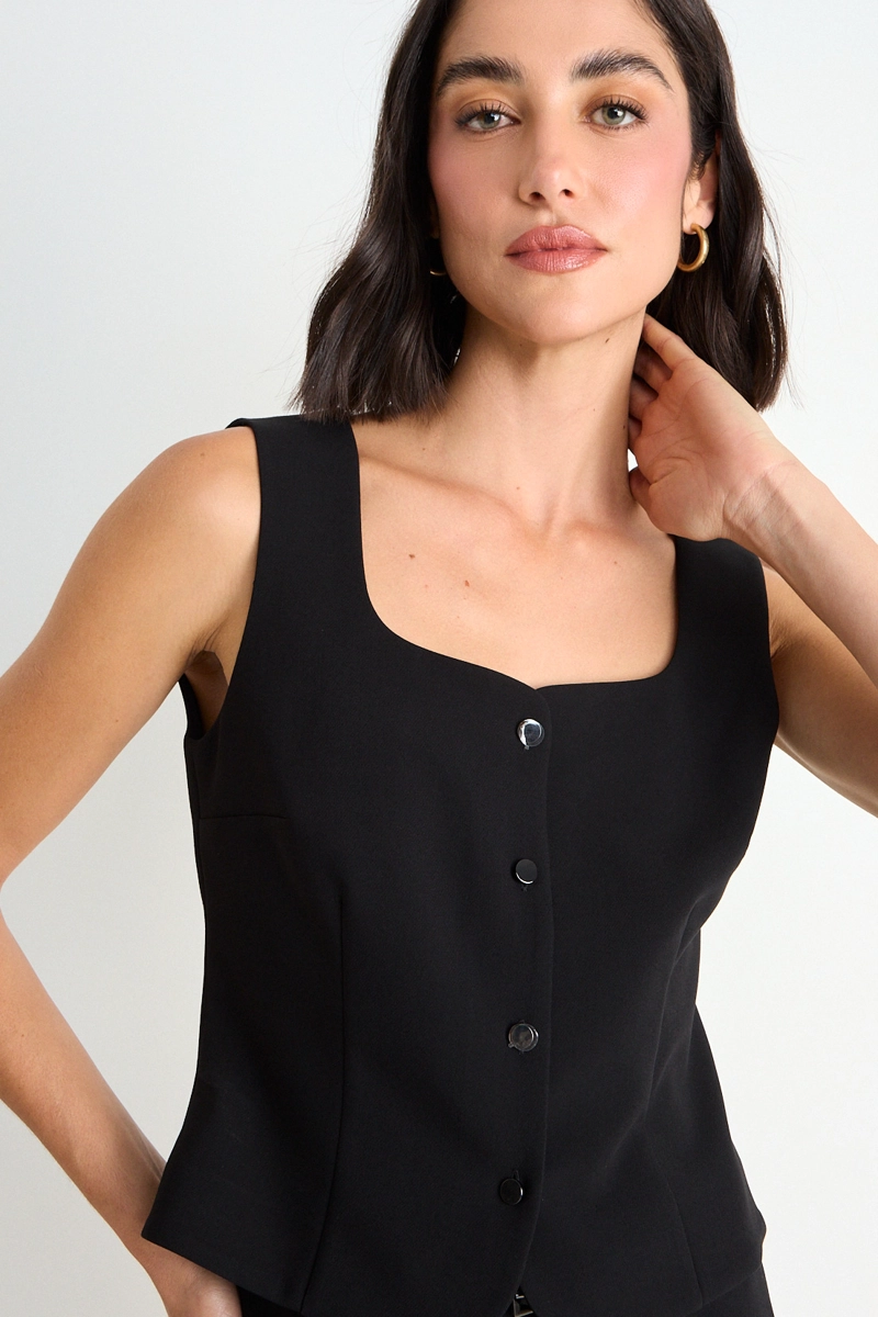 BLUSA TIPO VEST LISA NEGRO MUJER ASH - 1