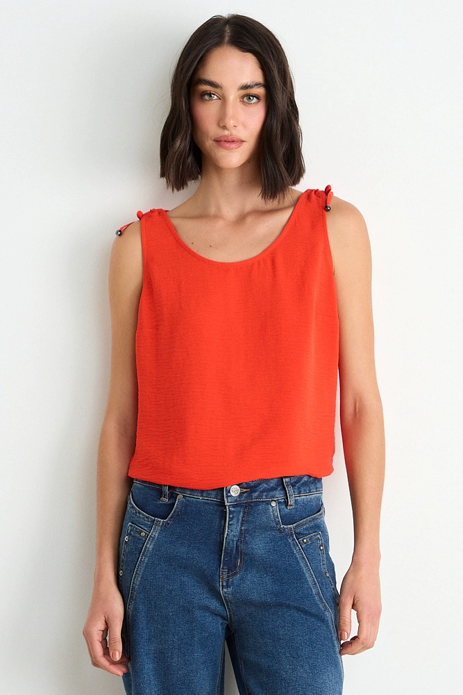 BLUSA LISA SIN MANGAS ROJO MUJER ASH - 1