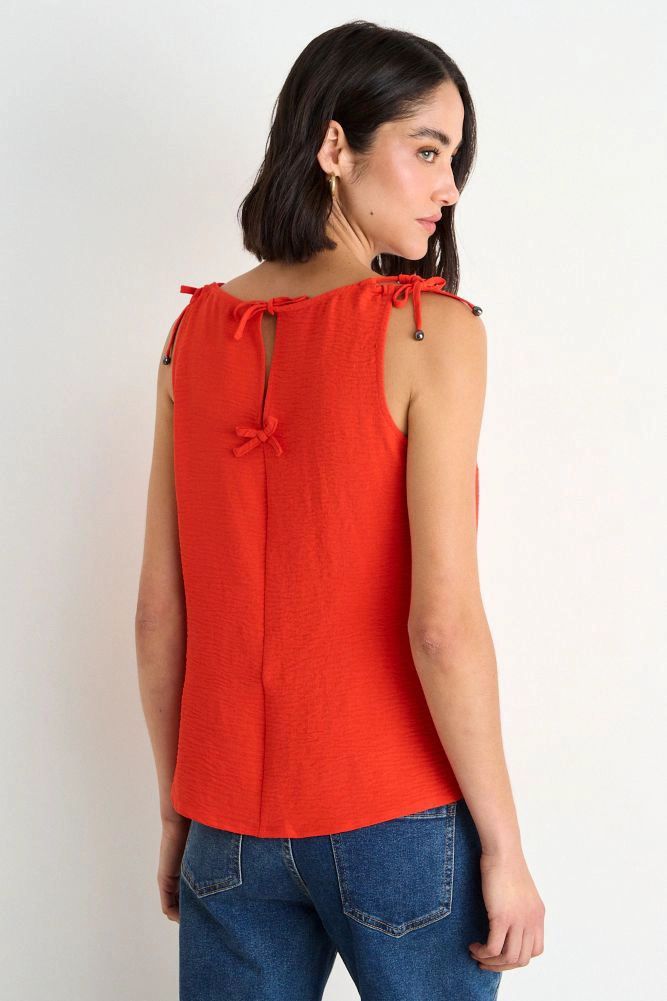 BLUSA LISA SIN MANGAS ROJO MUJER ASH - 3