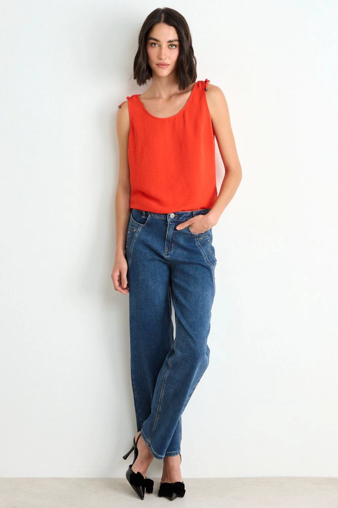 BLUSA LISA SIN MANGAS ROJO MUJER ASH - 4