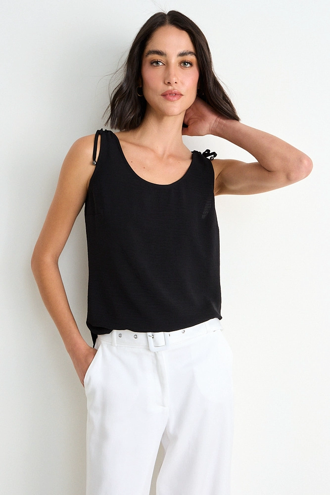 BLUSA LISA SIN MANGAS NEGRO MUJER ASH - 1
