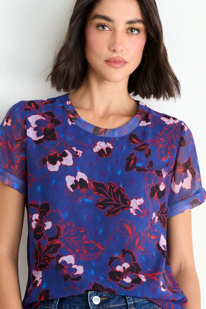 BLUSA FANTASIA MANGA CORTA AZUL MUJER ASH - 2
