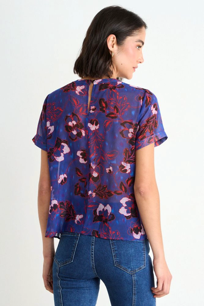 BLUSA FANTASIA MANGA CORTA AZUL MUJER ASH - 3