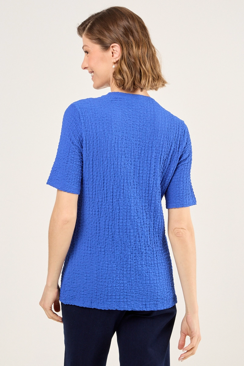 POLERA CON TEXTURA ARRUGADA AZUL MUJER MAGRIFFE - 3