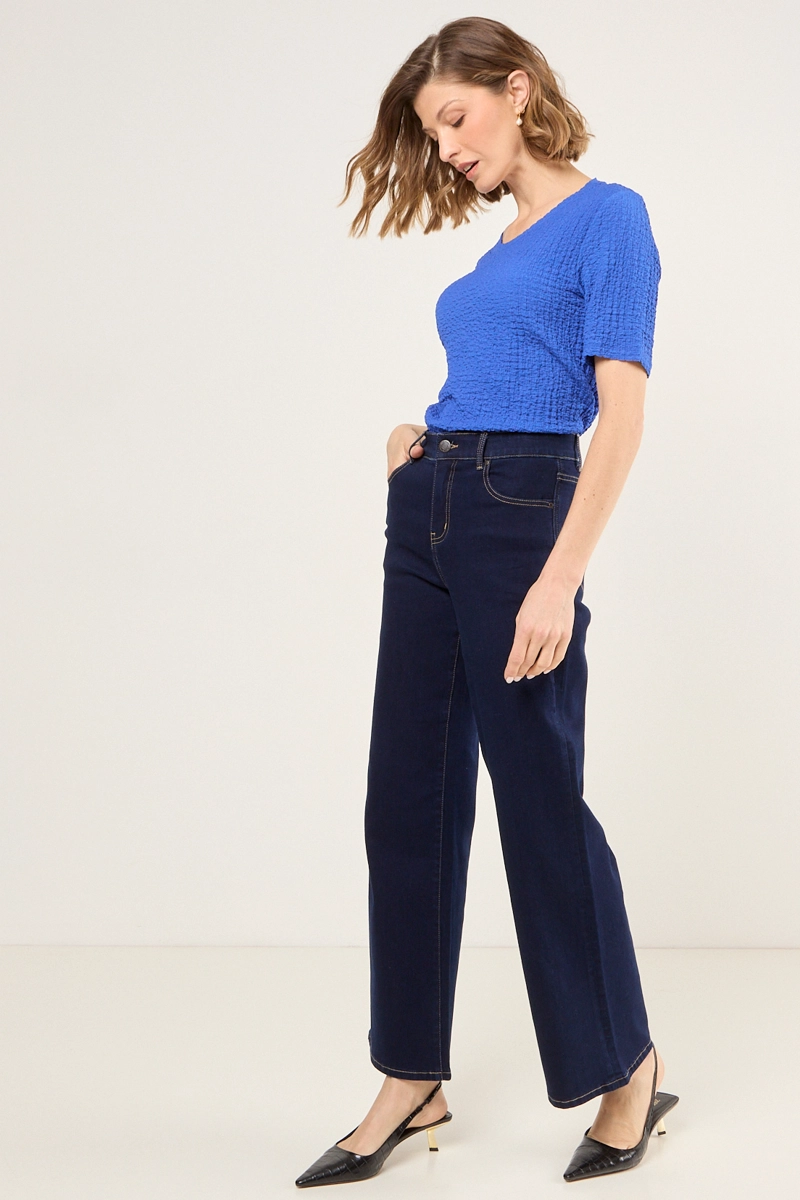 POLERA CON TEXTURA ARRUGADA AZUL MUJER MAGRIFFE - 5