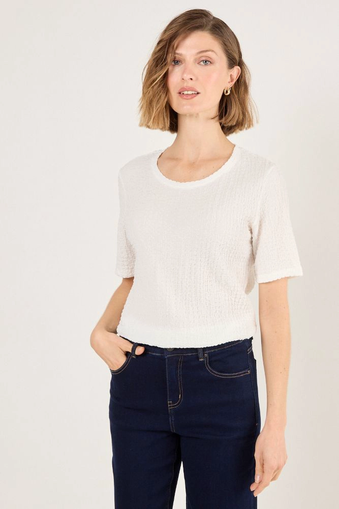 POLERA CON TEXTURA ARRUGADA BLANCO MUJER MAGRIFFE - 1