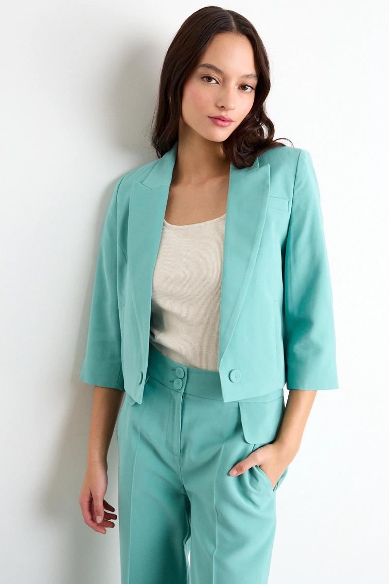 BLAZER LISO CELESTE MUJER IO - 2