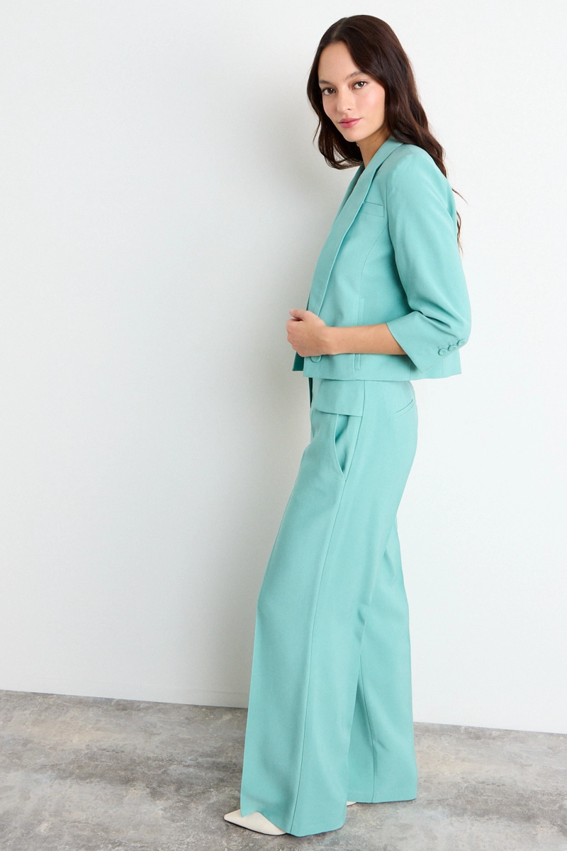 BLAZER LISO CELESTE MUJER IO - 4
