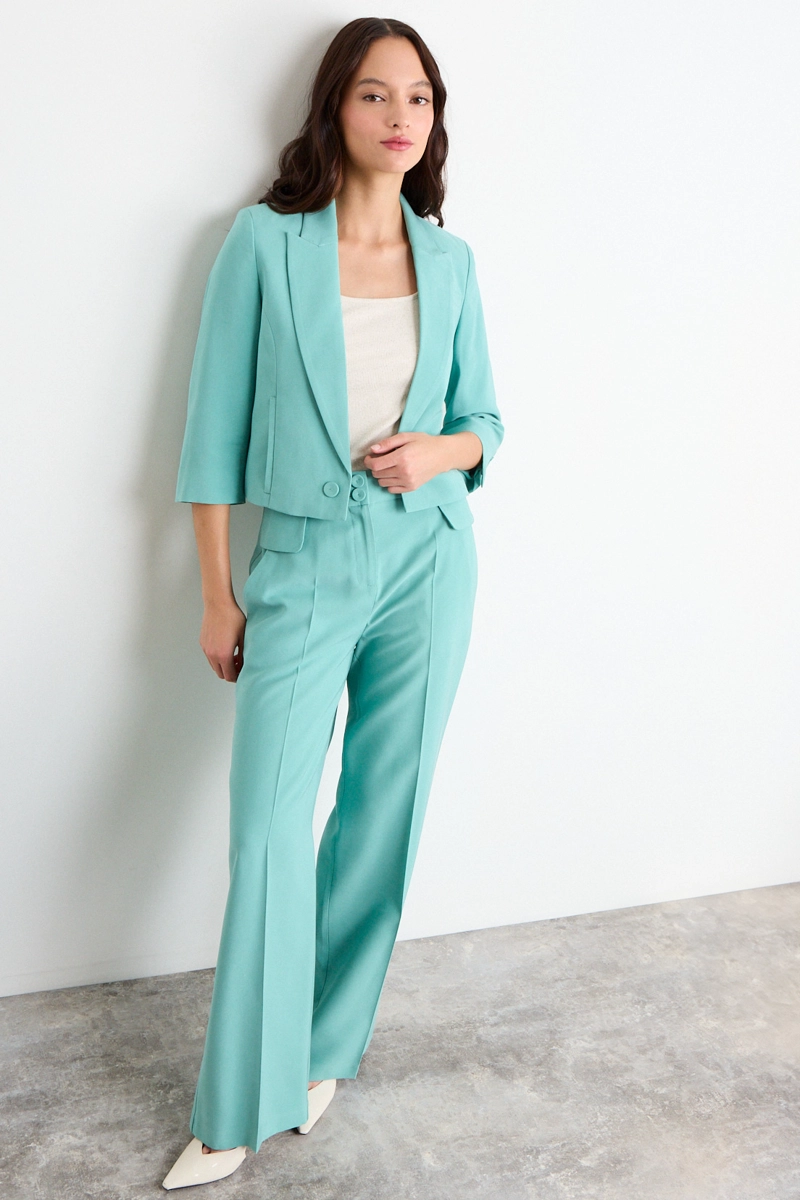 BLAZER LISO CELESTE MUJER IO - 5