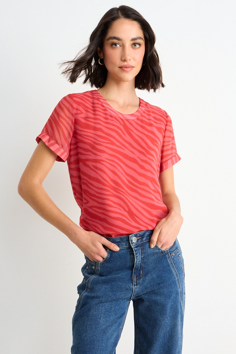 BLUSA FANTASIA MANGA CORTA ROJO MUJER ASH - 1