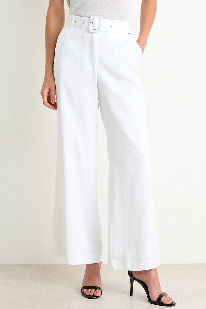 PANTALON LISO PALAZZO FORRADO CRUDO MUJER ASH - 2