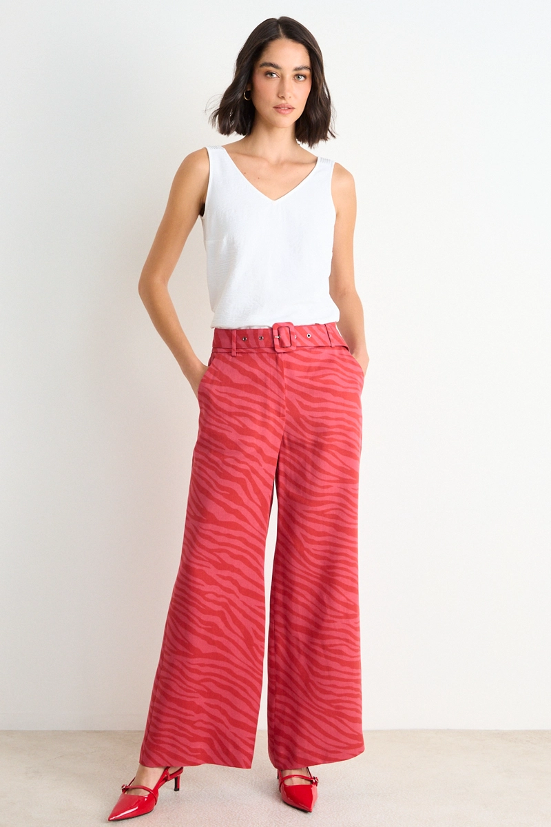 PANTALON PALAZZO FANTASIA ROJO MUJER ASH - 1