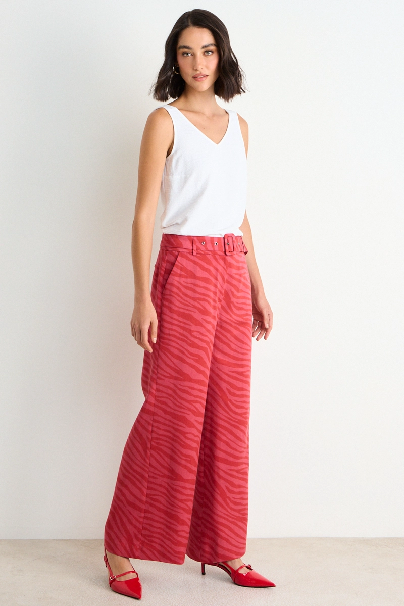 PANTALON PALAZZO FANTASIA ROJO MUJER ASH - 5