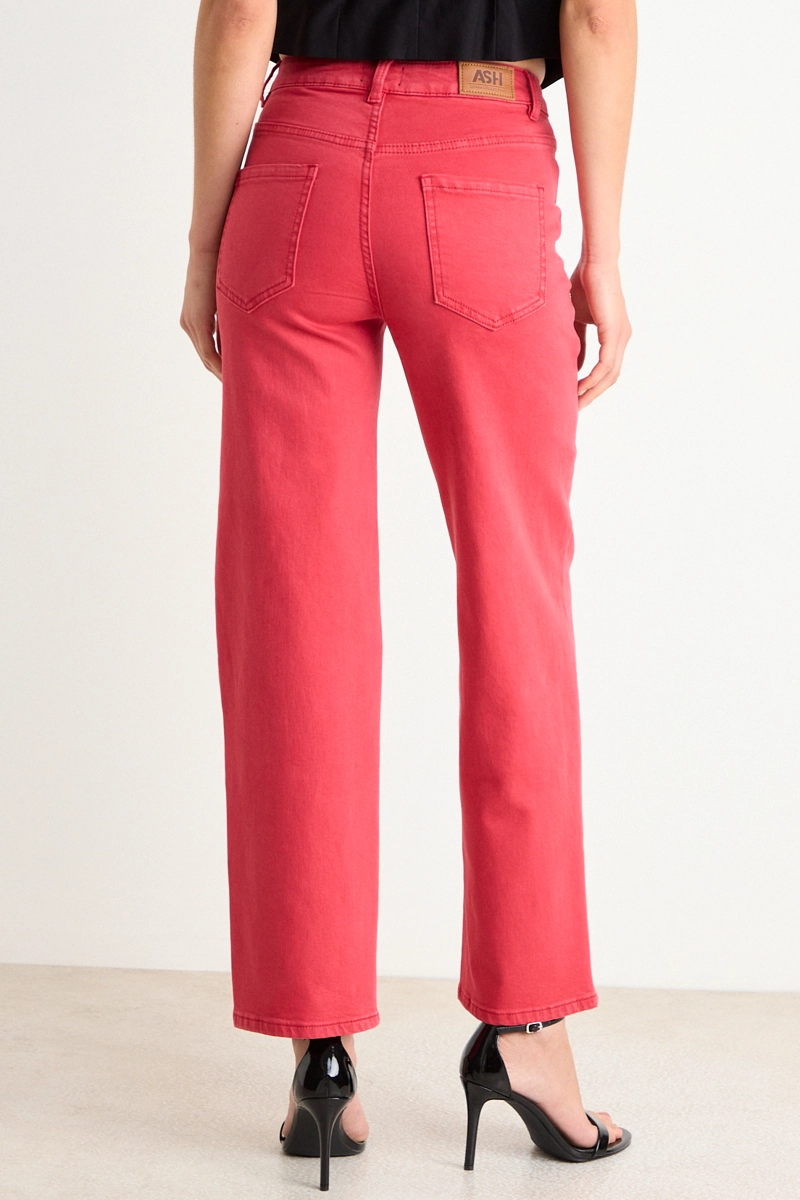 STRAIGHT JEANS CON CORTES EN BOLSILLO ROJO MUJER ASH - 4