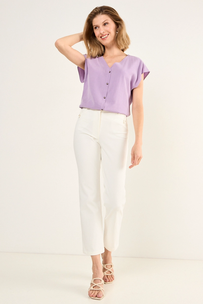 PANTALON RECTO CRUDO MUJER MAGRIFFE - 1