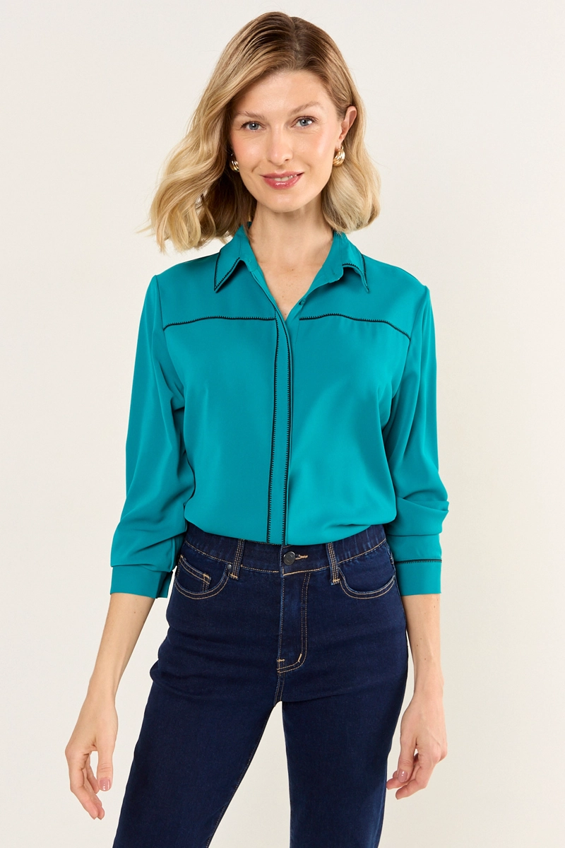 BLUSA BICOLOR TURQUESA MUJER MAGRIFFE - 1