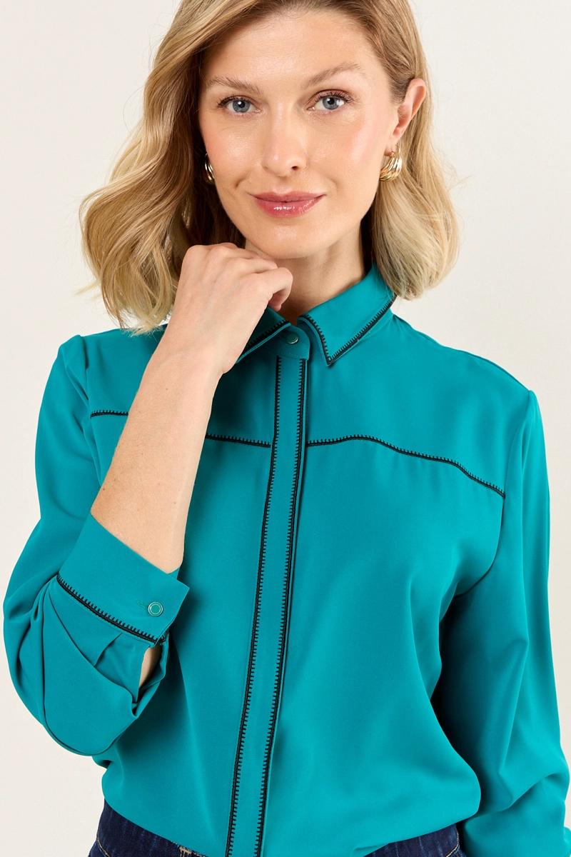 BLUSA BICOLOR TURQUESA MUJER MAGRIFFE - 2