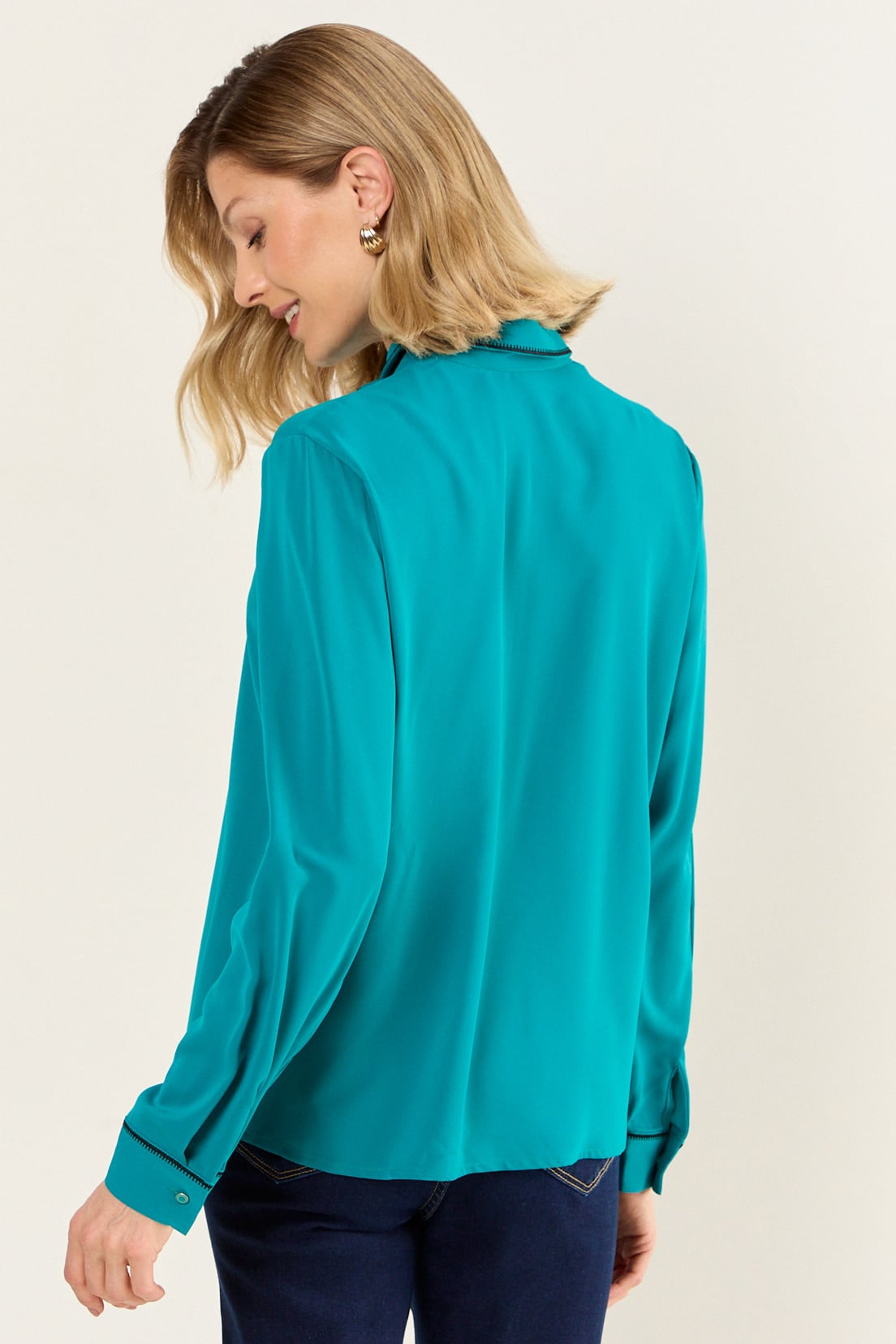 BLUSA BICOLOR TURQUESA MUJER MAGRIFFE - 3