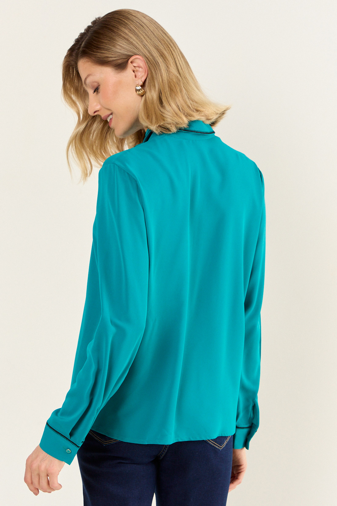 BLUSA BICOLOR TURQUESA MUJER MAGRIFFE - 3