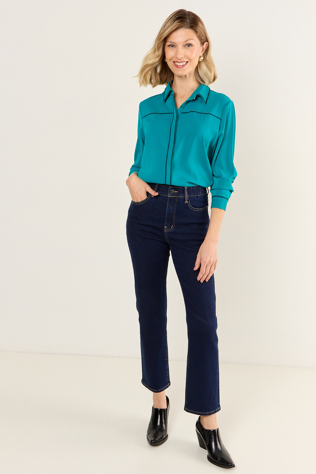 BLUSA BICOLOR TURQUESA MUJER MAGRIFFE - 4