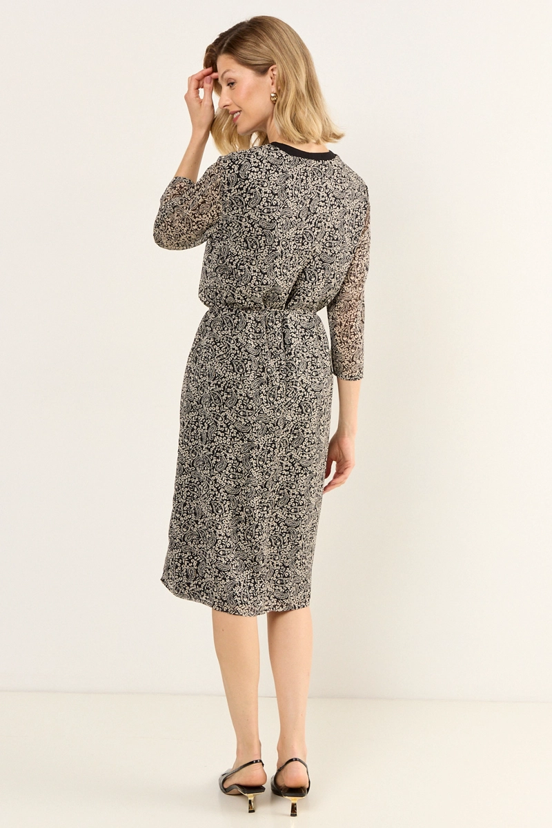 VESTIDO ESTAMPADO ESCOTE EN V NEGRO MUJER MAGRIFFE - 4