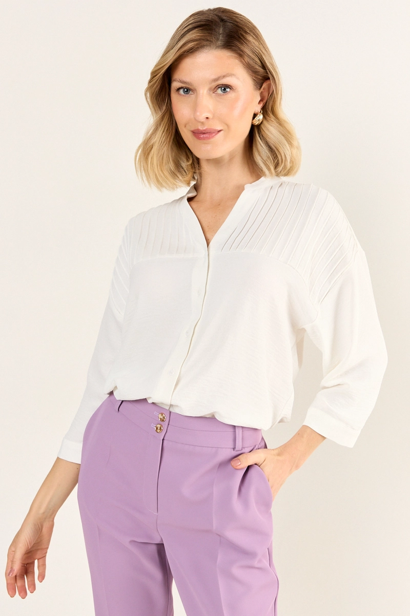 BLUSA CUELLO MAO CRUDO MUJER MAGRIFFE - 1