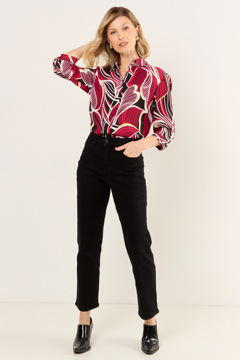 BLUSA CAMISERA ESTAMPADA NEGRO MUJER MAGRIFFE - 1